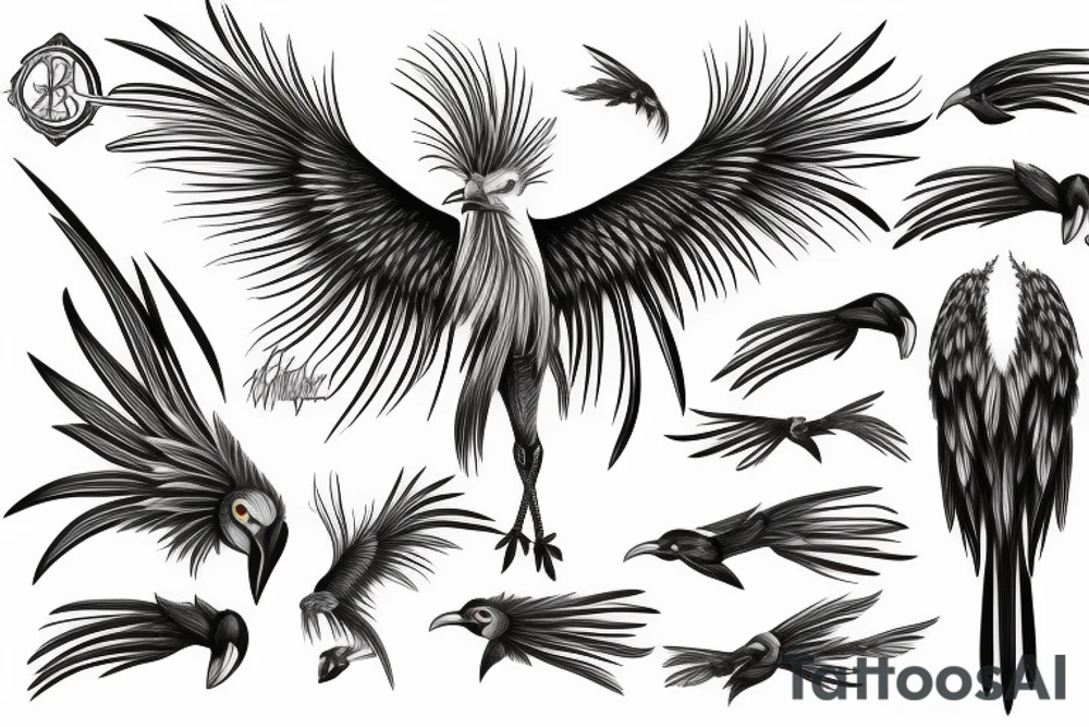 Secretary bird, paisley tattoo idea