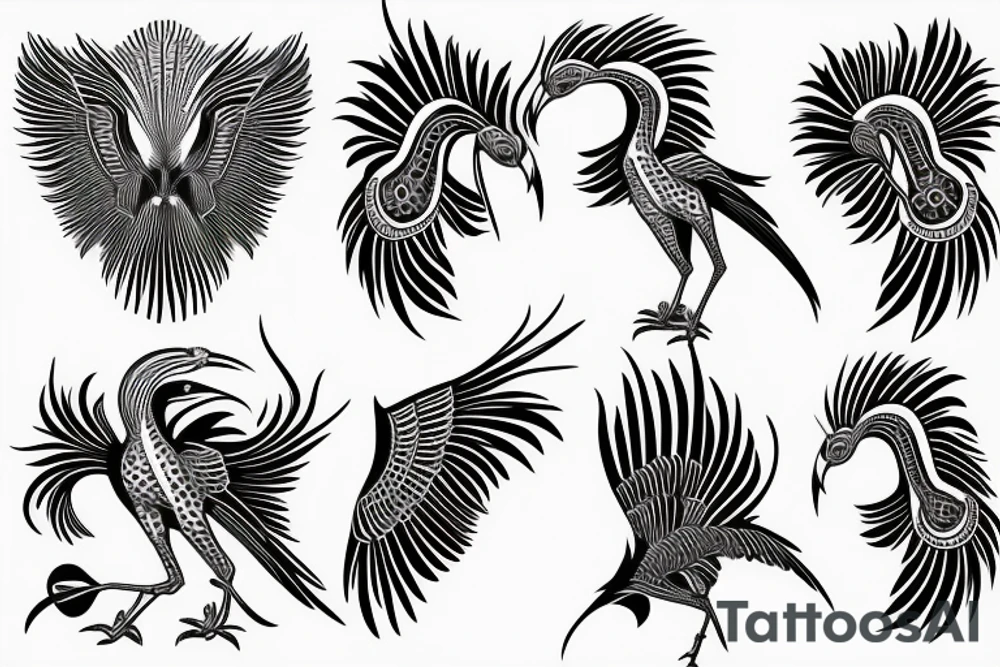 Secretary bird, paisley tattoo idea