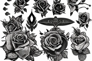 cover tattoo with a dagger and a rose tattoo idea