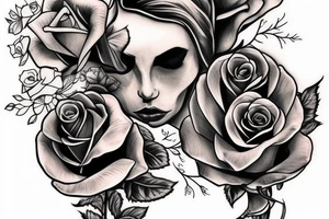 cover tattoo with a dagger and a rose tattoo idea