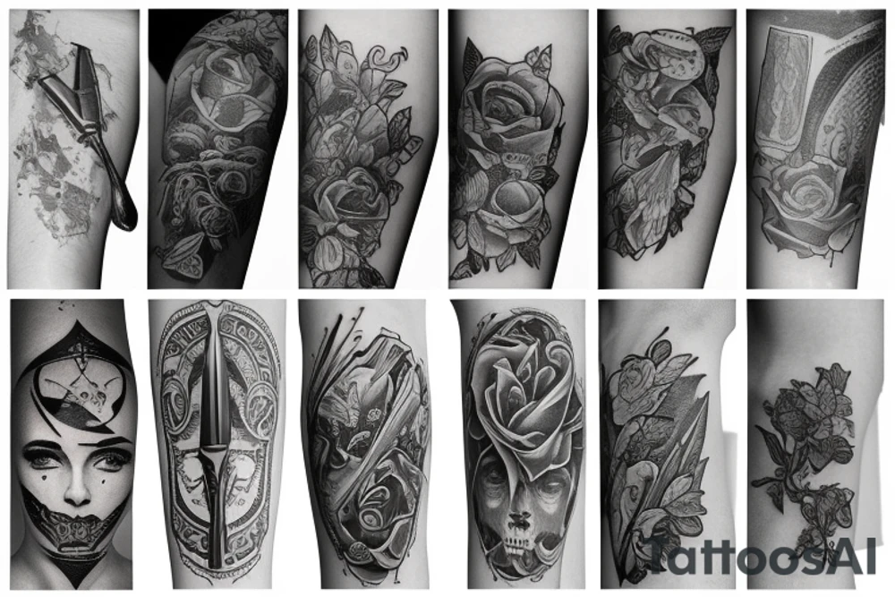 cover tattoo with a dagger  forearm tattoo idea