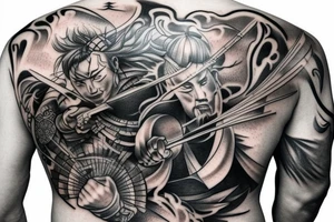 Backtattos samurai warrior detailed and realism tattoo idea