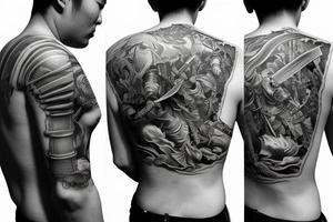 Backtattos samurai warrior detailed and realism tattoo idea