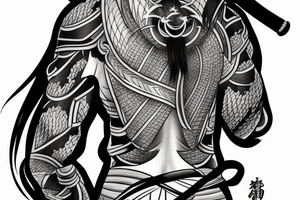 Backtattos samurai warrior detailed and realism tattoo idea