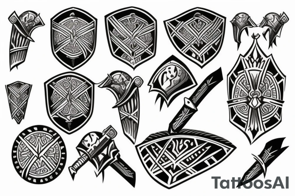 Gladiator fighting with shield and spear tattoo idea