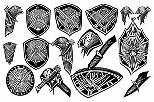 Gladiator fighting with shield and spear tattoo idea