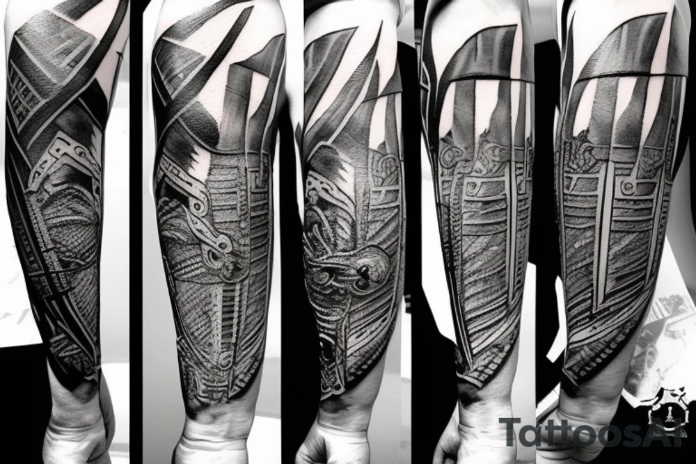 Gladiator fighting with shield and spear tattoo idea