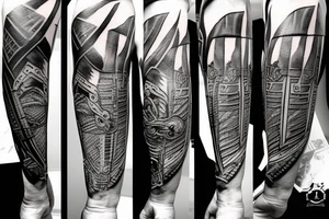 Gladiator fighting with shield and spear tattoo idea