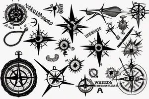 Back tattoo about the country with windmills and tumbleweeds with a compass tattoo idea