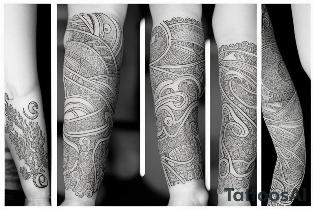 delicate tattoo with ocean things tattoo idea