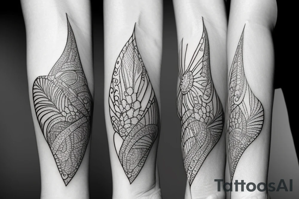 delicate tattoo with ocean things tattoo idea