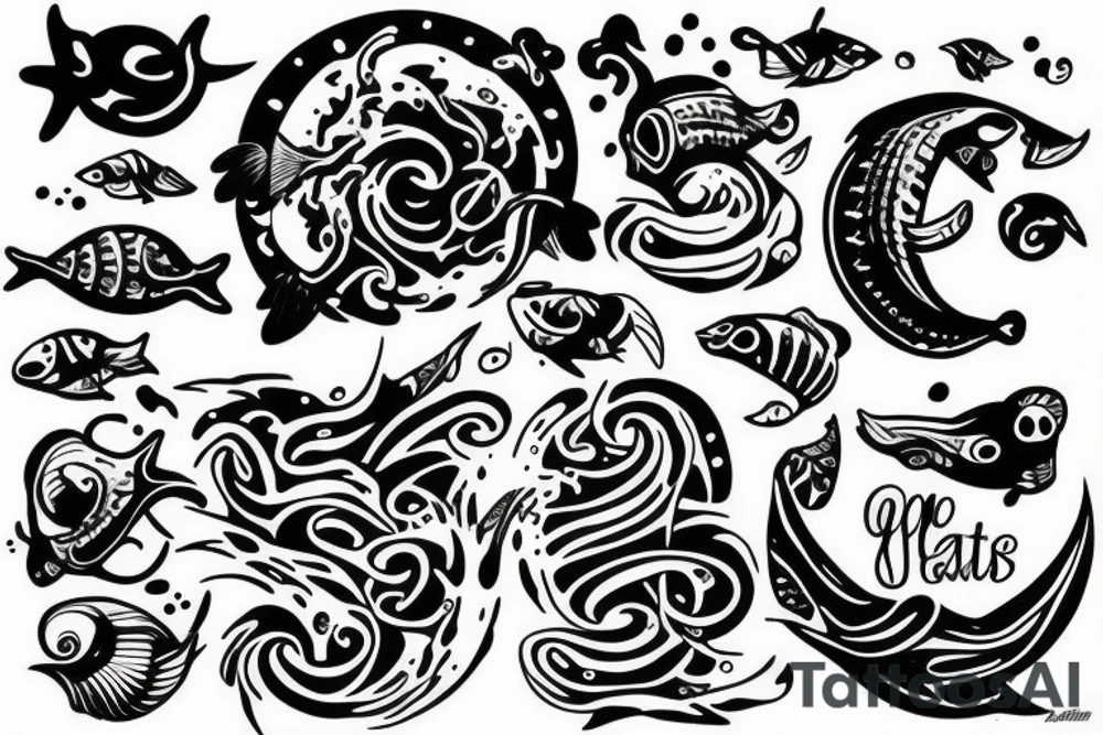 small tattoo with ocean things tattoo idea