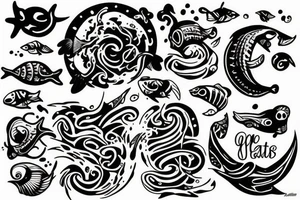 small tattoo with ocean things tattoo idea