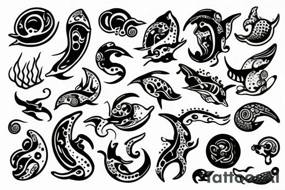 small tattoo with ocean things tattoo idea