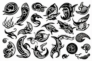small tattoo with ocean things tattoo idea