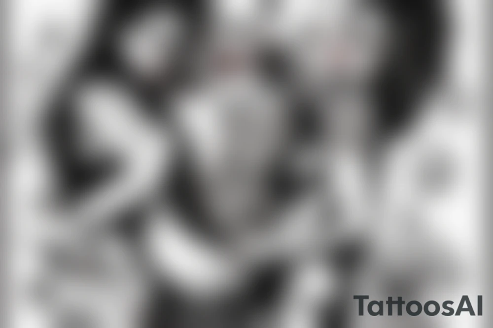Joker holds in his arms a girl dressed only in leather pants and heels and has a bare back. tattoo idea