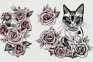 calico cat with rose heart tattoo idea