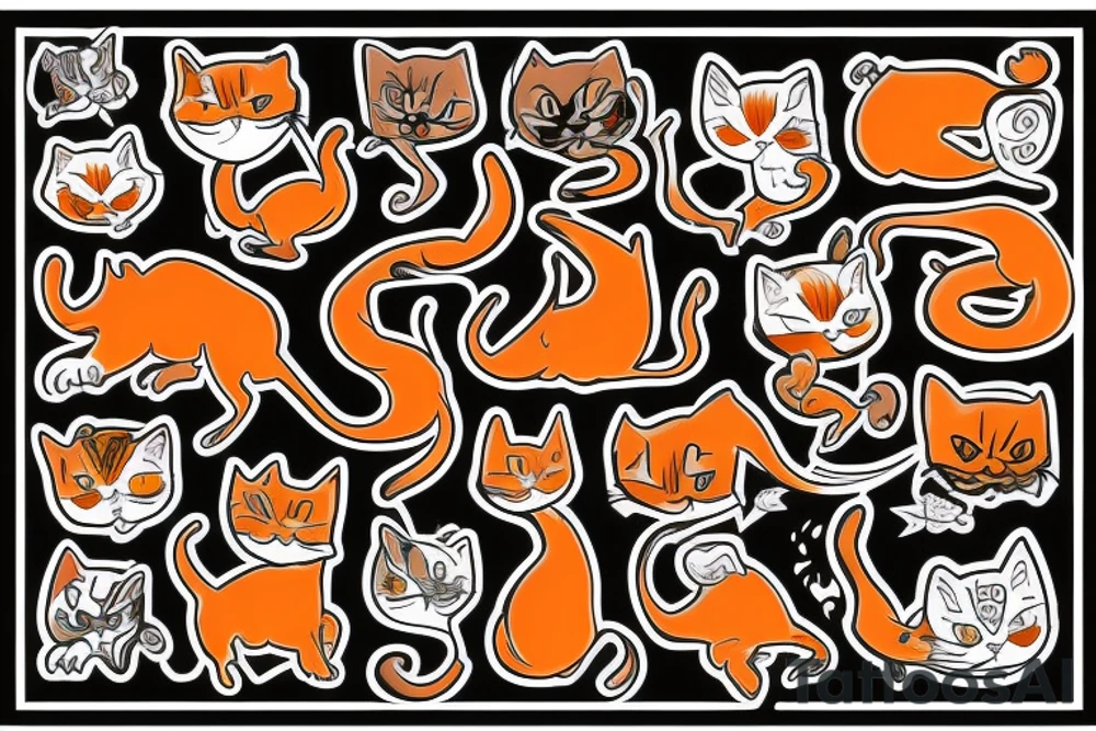 orange black cat tattoo idea