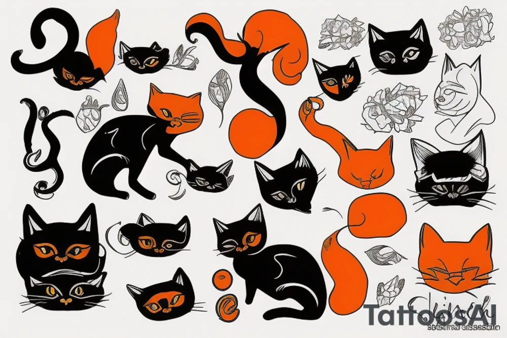 orange black cat tattoo idea