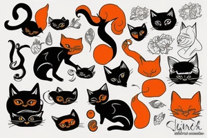 orange black cat tattoo idea