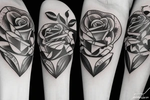 rose vein heart with calico cat inside tattoo idea