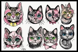 multicolor cat tattoo idea