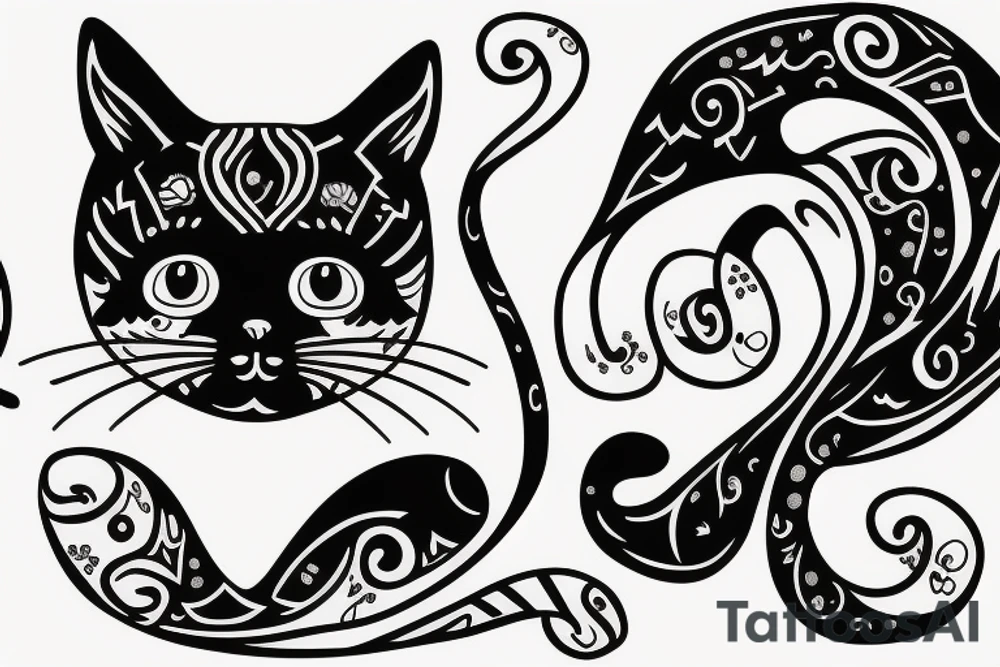 multicolor cat tattoo idea
