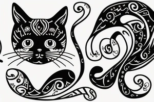 multicolor cat tattoo idea