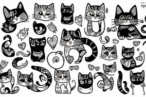 multicolor cat tattoo idea