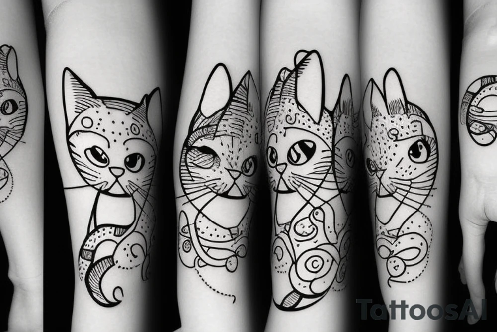 simple cat design tattoo idea