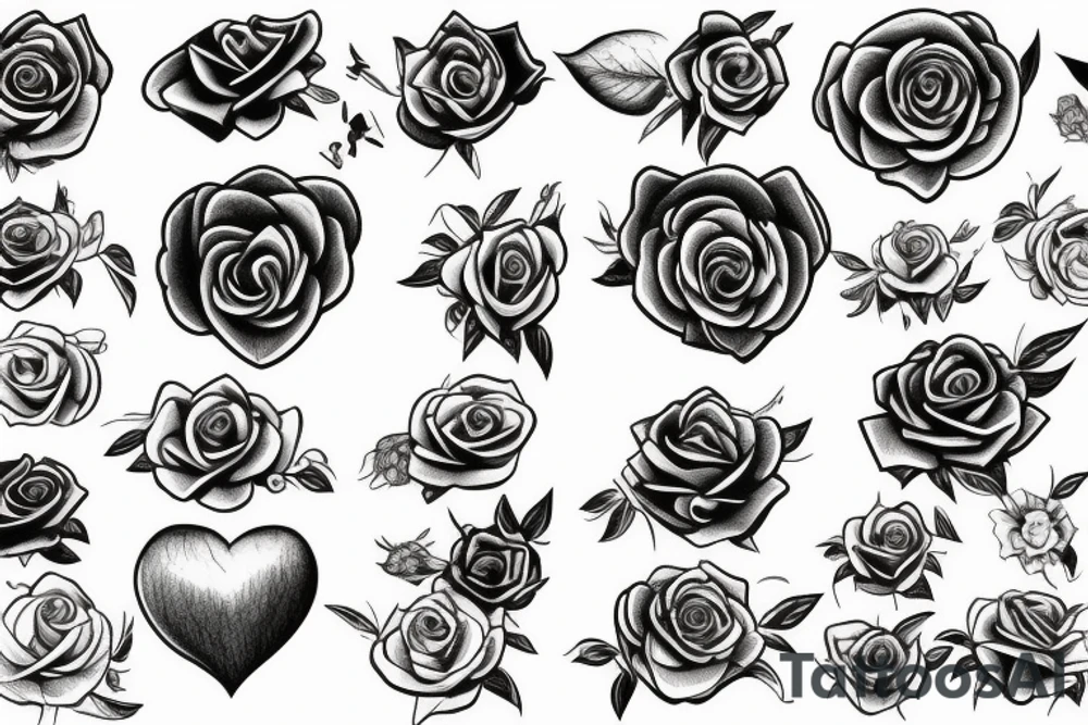 rose heart tattoo idea