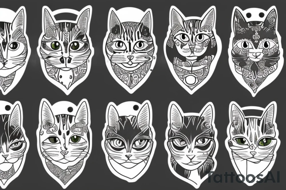 multicolor cat tattoo idea