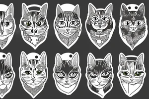 multicolor cat tattoo idea