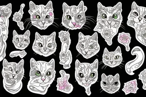 multicolor cat tattoo idea