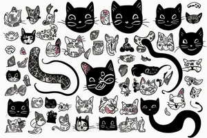 simple multicolor cat tattoo idea