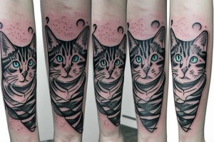 simple multicolor cat tattoo idea