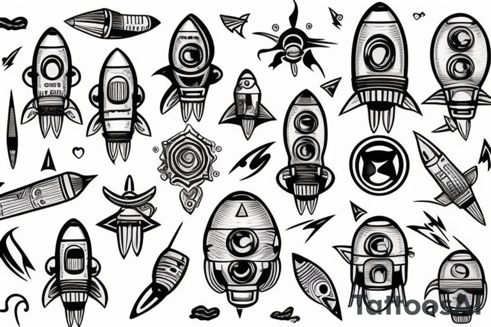 Rocketship tattoo idea