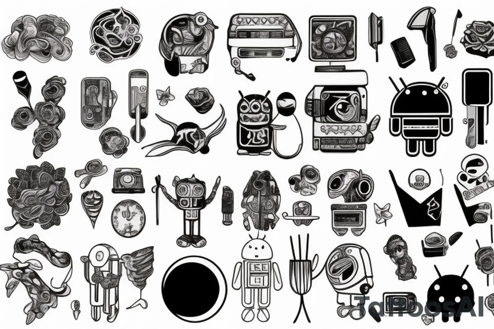 Colorful android tattoo idea