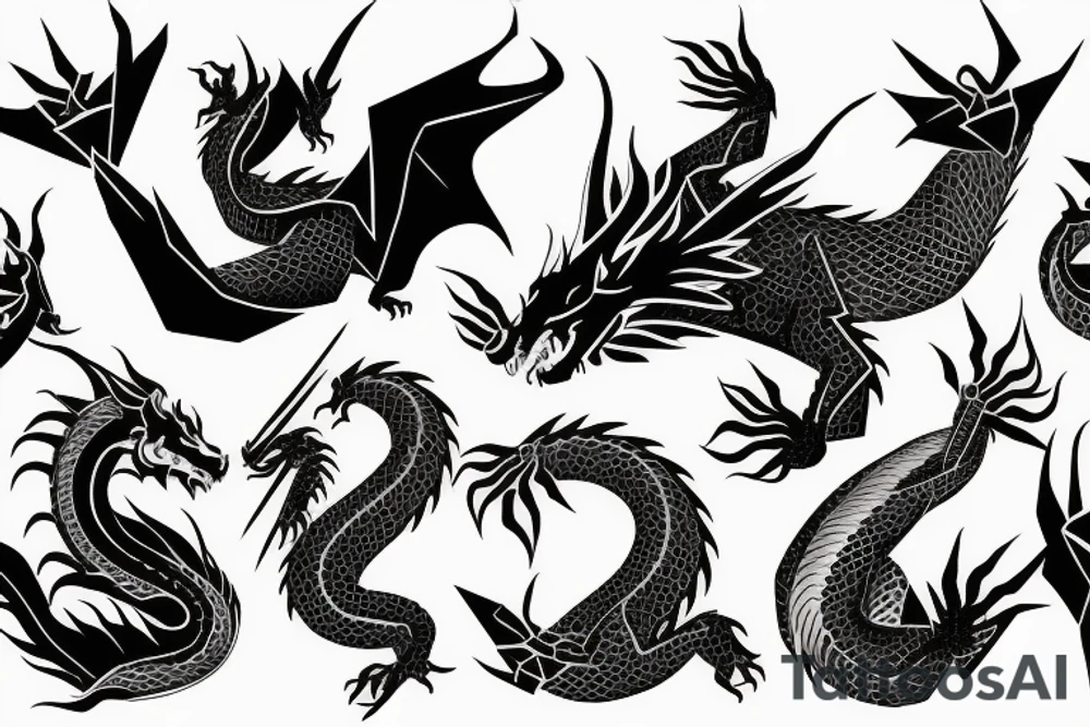 Dragon origami tattoo idea