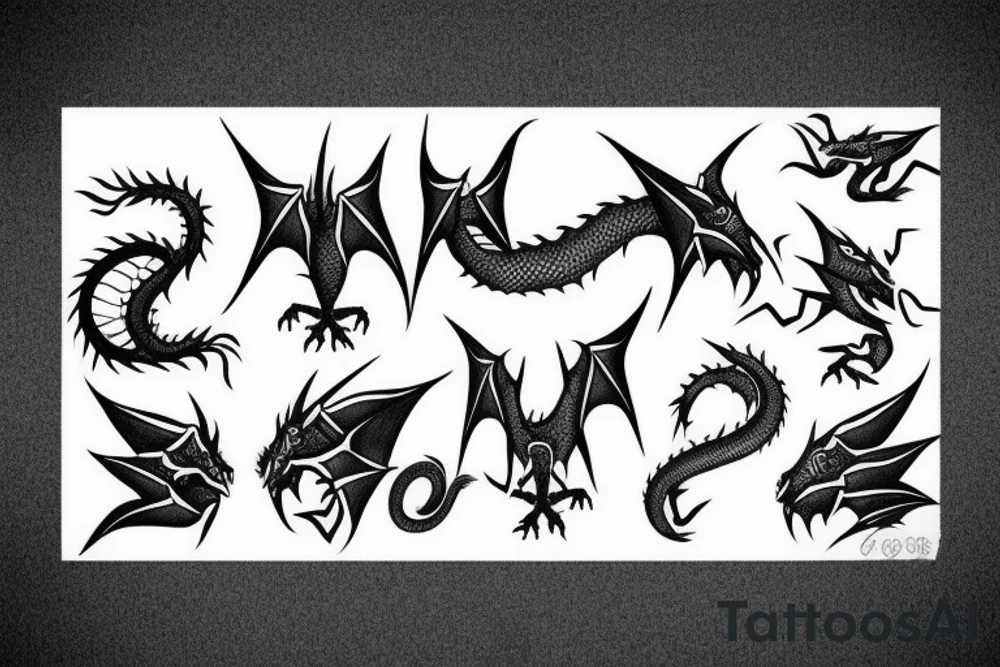 Simple dragon origami tattoo idea