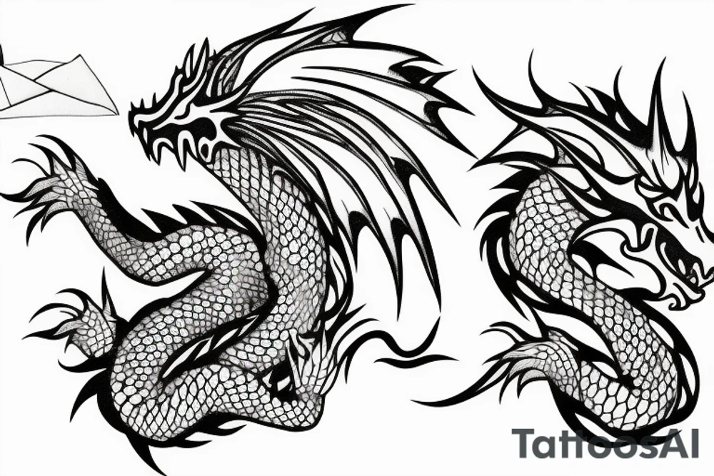 Simple dragon origami tattoo idea