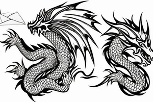Simple dragon origami tattoo idea