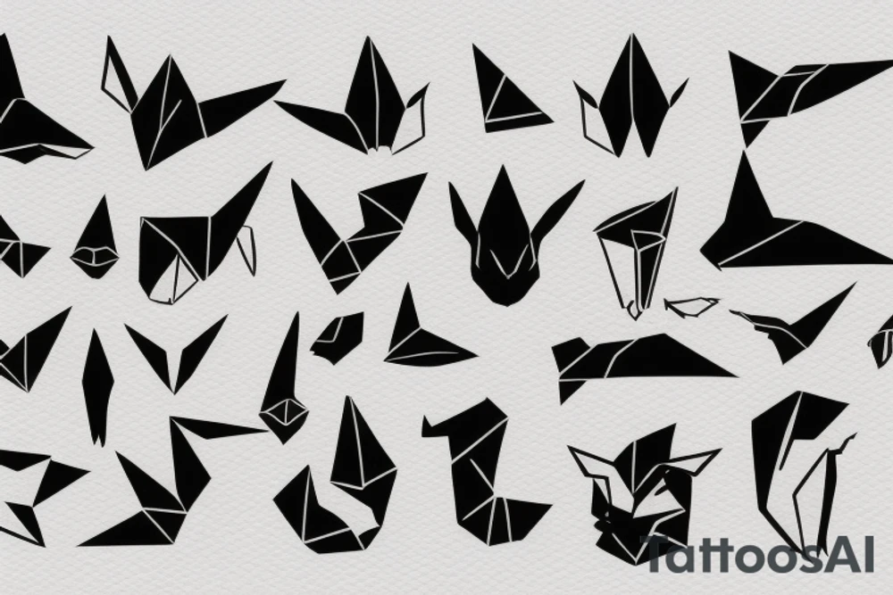 Simple cute paper dragon origami tattoo idea