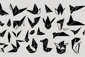 Simple cute paper dragon origami tattoo idea