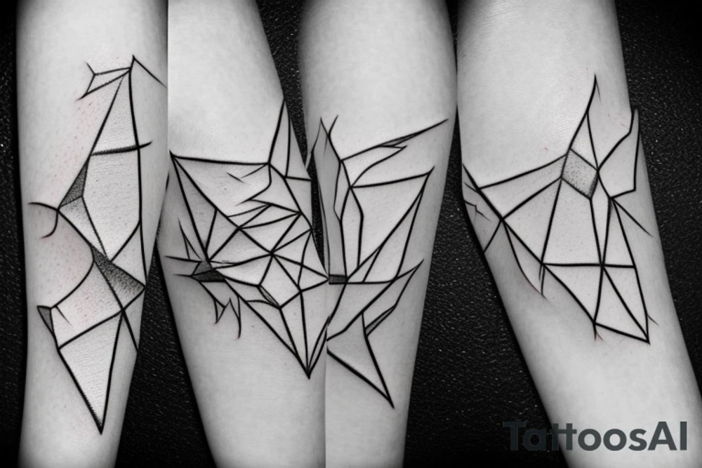 Simple cute paper dragon origami tattoo idea