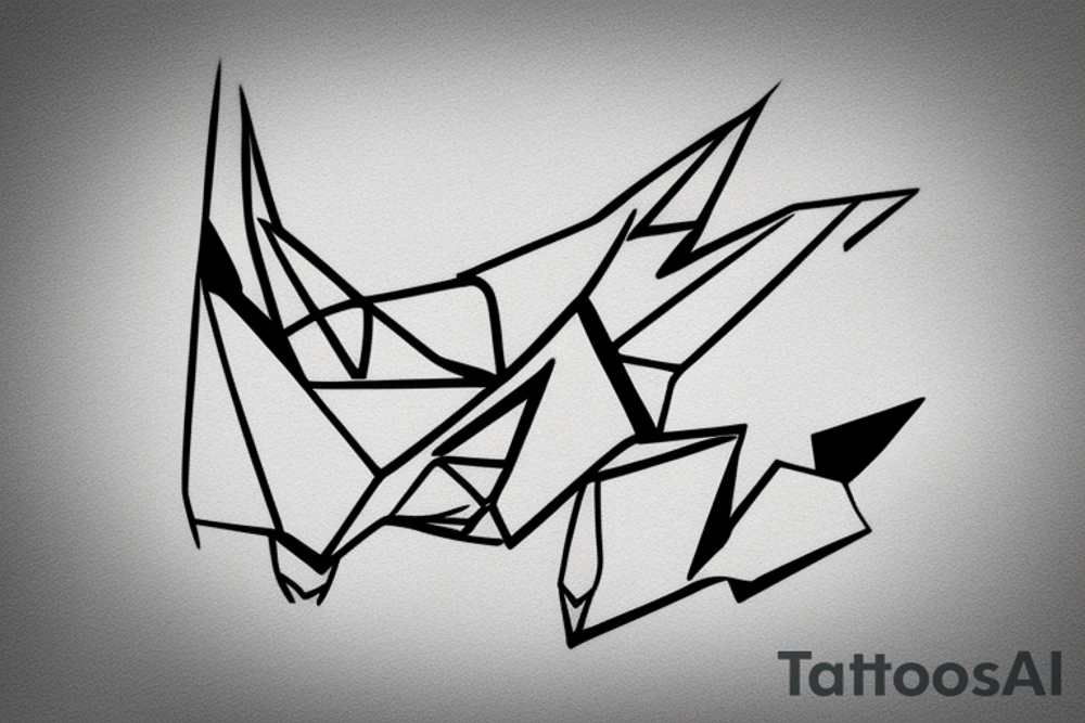 Simple cute paper dragon origami tattoo idea