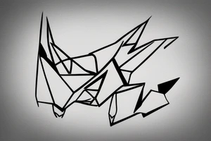 Simple cute paper dragon origami tattoo idea