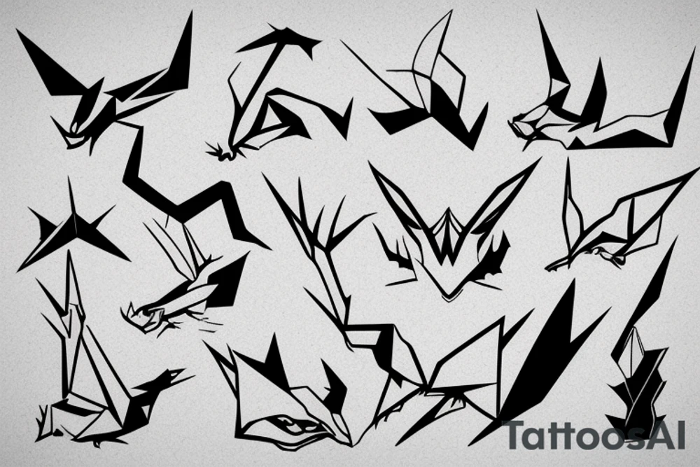 Simple cute paper dragon origami tattoo idea