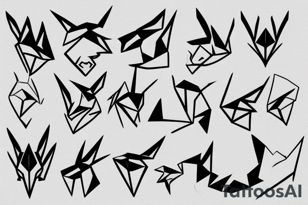 Simple cute paper dragon origami tattoo idea