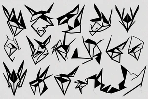 Simple cute paper dragon origami tattoo idea